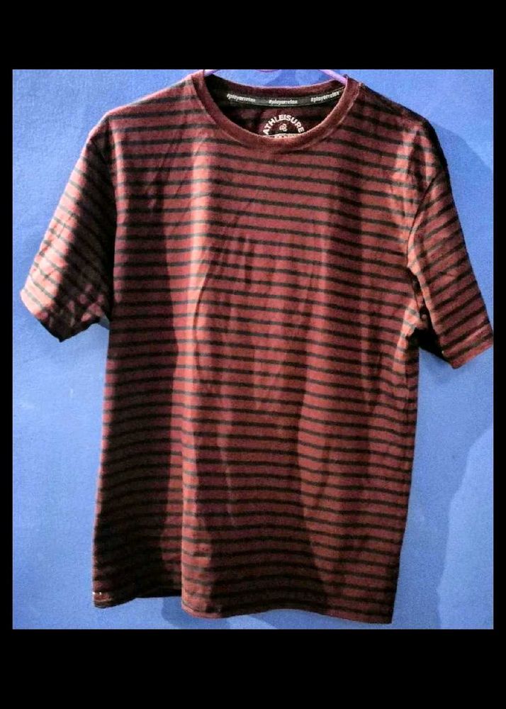 Jockey Striped Tshirt - Burgundy and Navy Blue