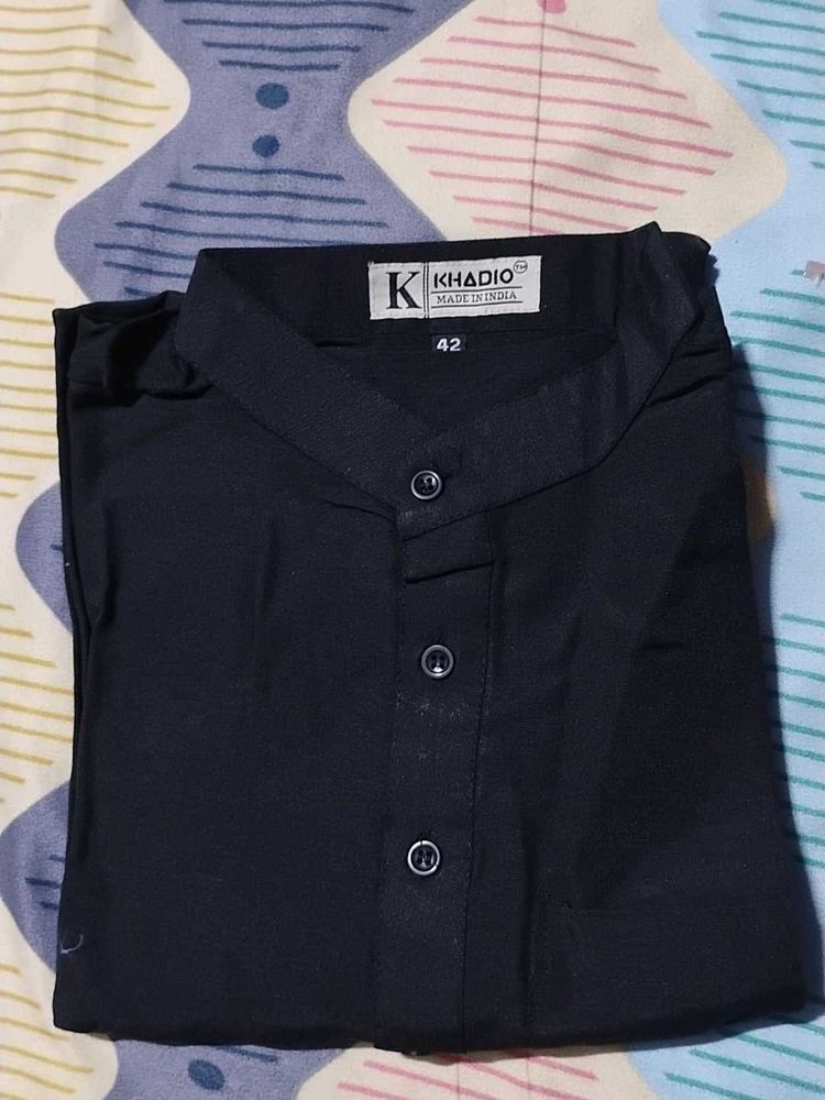Men&#39;s Black Khadio Kurta