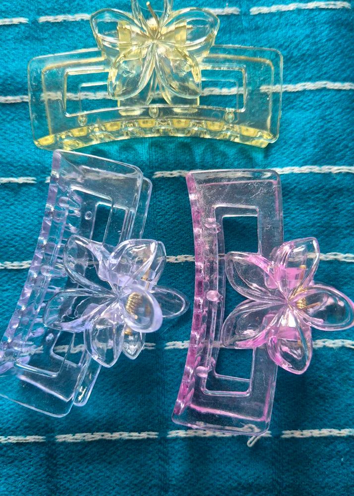 Flower Hair Claw Clips - Set of 3