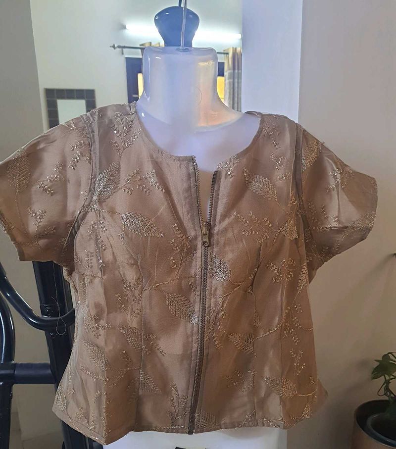 Diwali Special Stylish Gold Embroidered Blouse