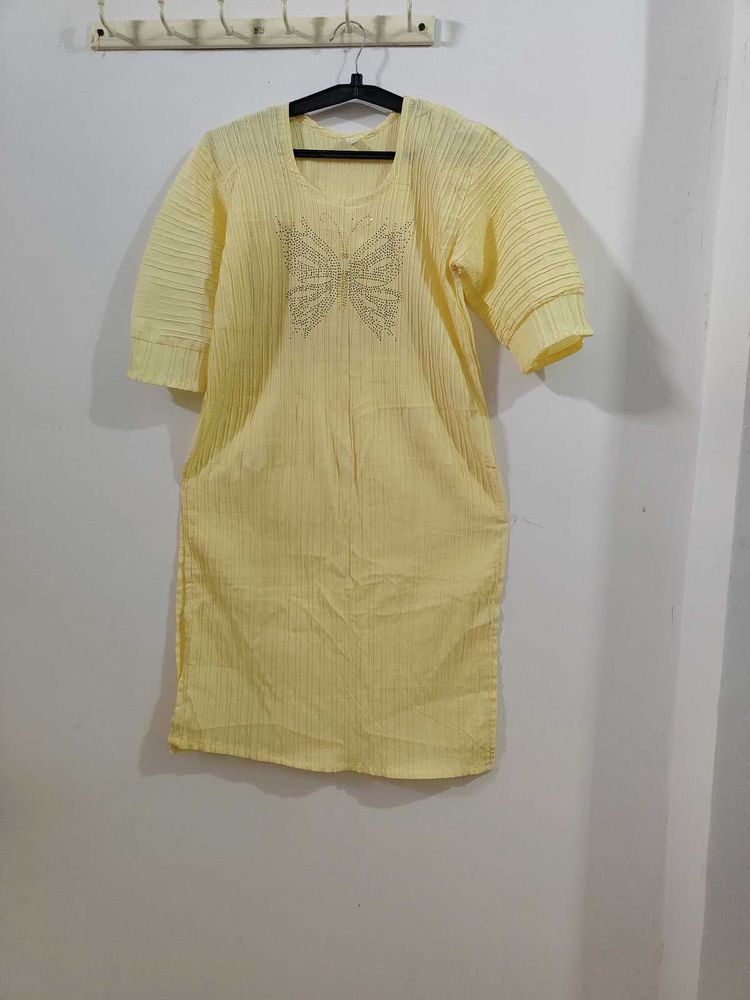 Vintage Yellow Pleated Dress