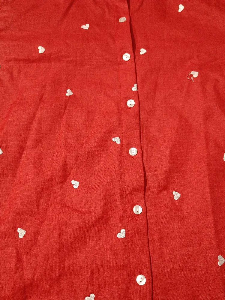 Red Heart Print Top
