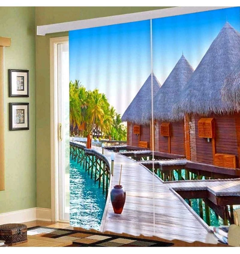 Polyester Knitted Printed Window Curtain, 7 feet,