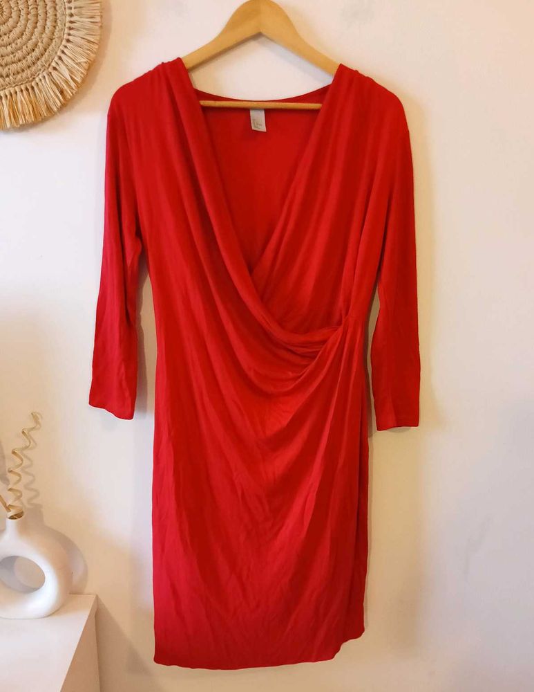 H&amp;M Red Deep V Dress