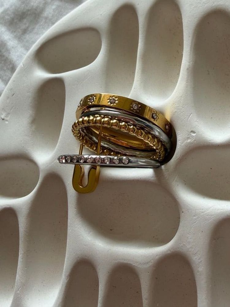 Stackable Rings Safety pin - Gold &amp; Silver