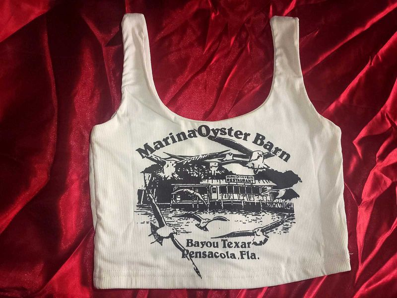 Vintage-Style Printed Crop Tank Top