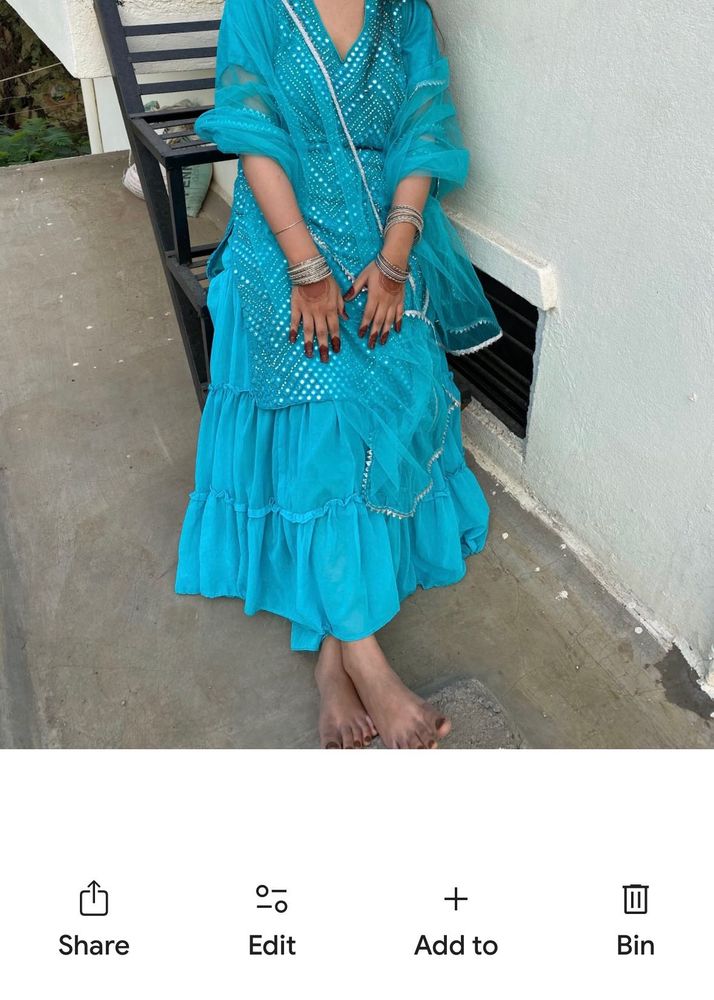 Blue Embroidered Kurta Set