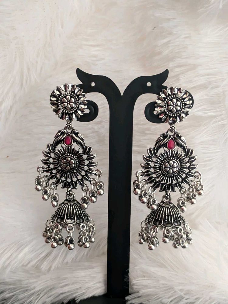 Oxidized Jhumka Earrings