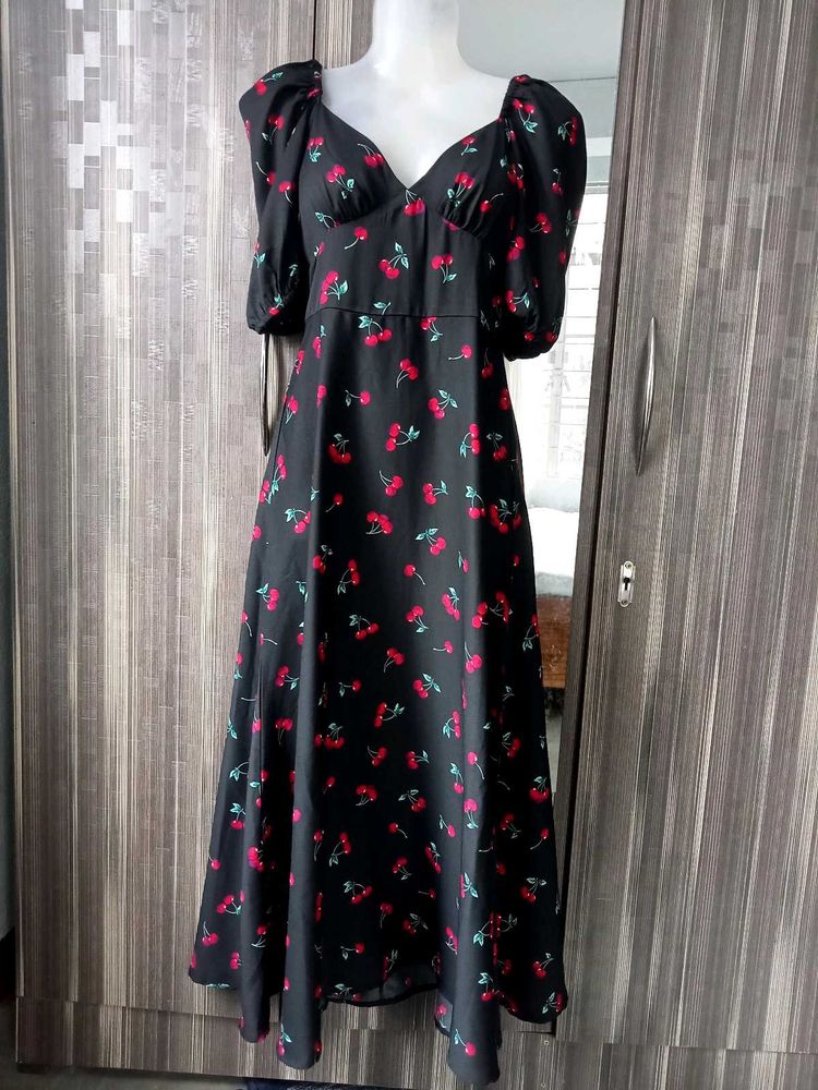 Cherry Print Midi Dress
