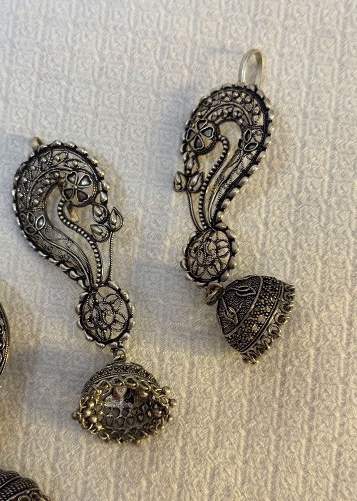 Silver bugadi Jhumka Earrings