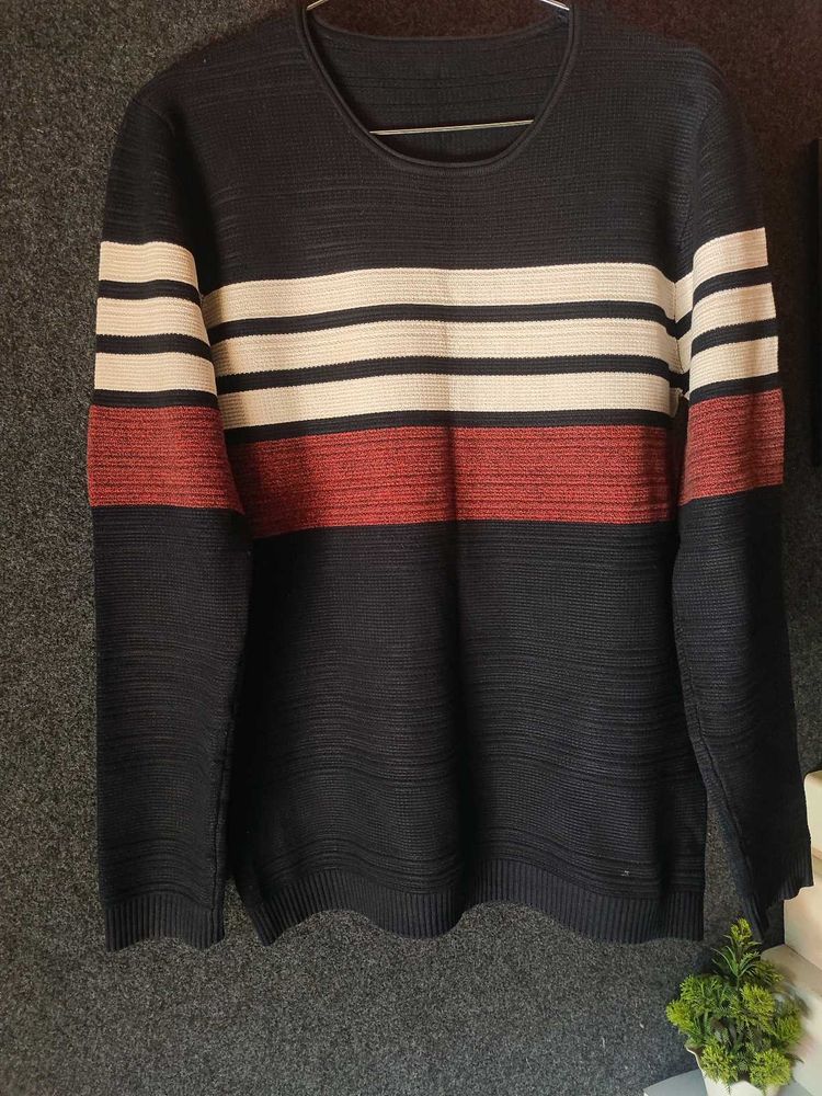 Striped Knit Pullover Sweater