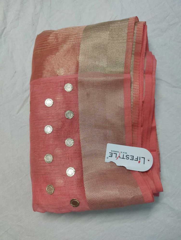 Peach Coloured Formal Saree