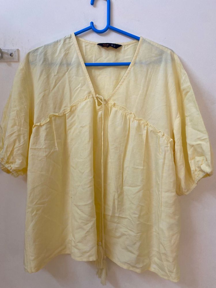 Yellow Tie-Front Top