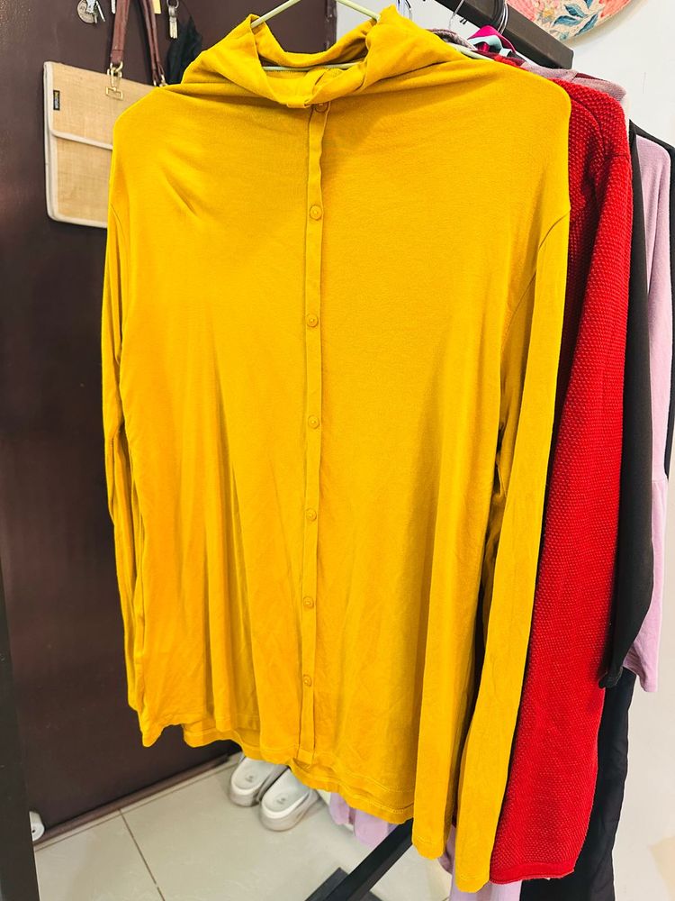 Mustard Buttoned Top