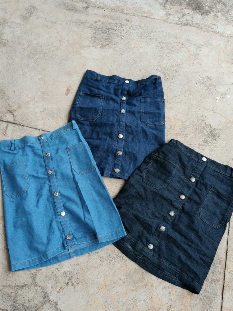 Denim Skirt Combo