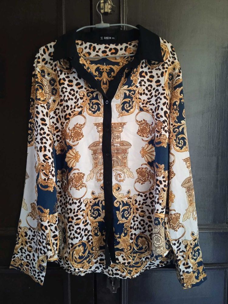 Shein Scarf Print Shirt