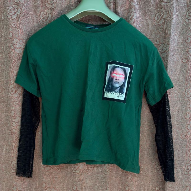 Green Graphic Print Tee