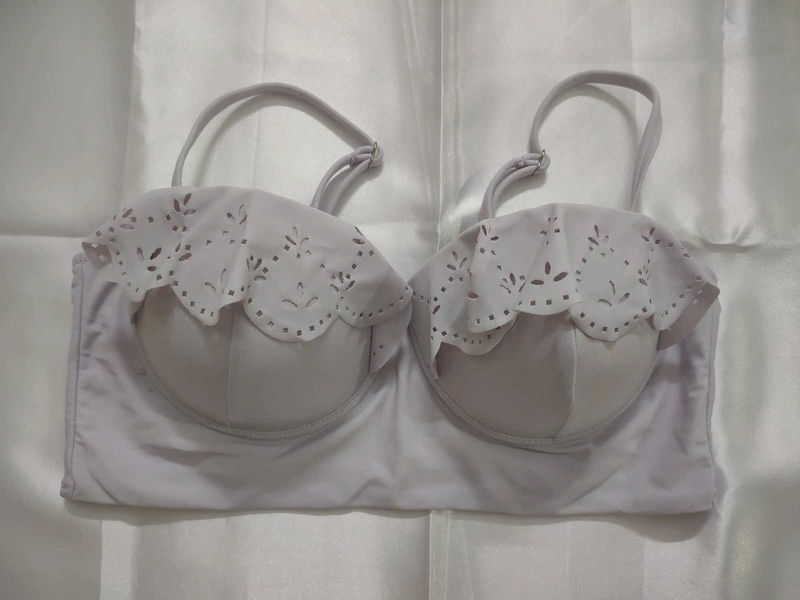 White Ruffle Swim Top