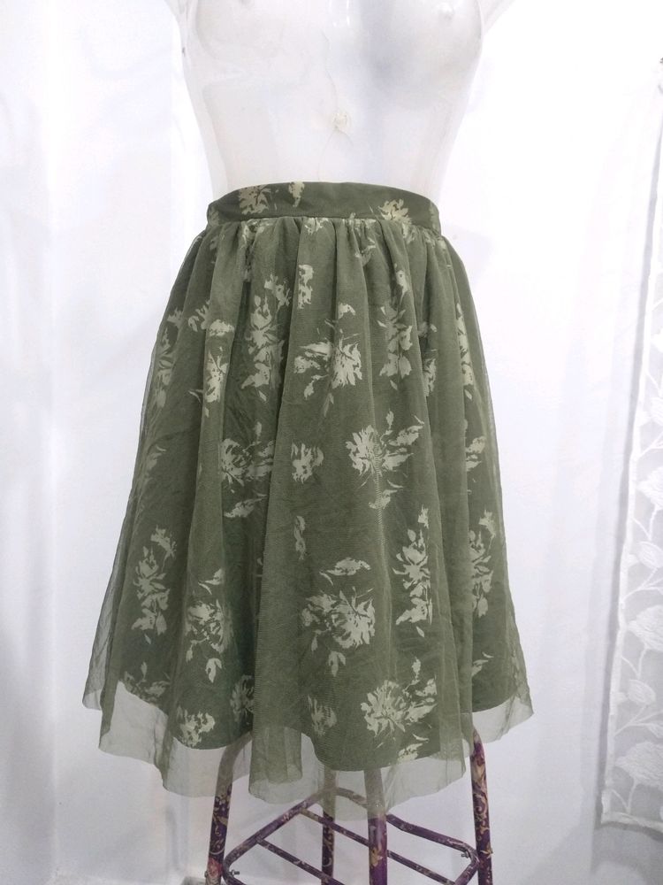 Tulle Inner Printed Mini Skirt