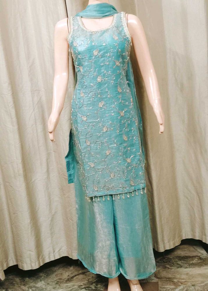 Elegant Teal Kurta plazzo Set