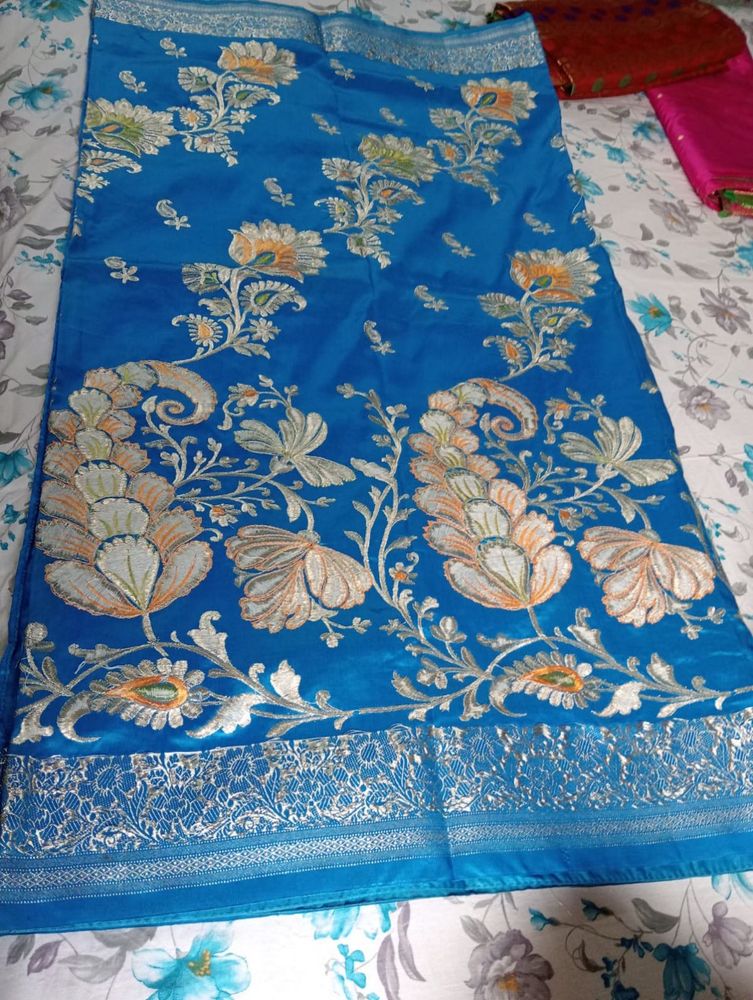 Elegant Blue Floral Saree