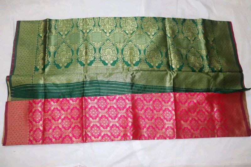 Green &amp; Pink Silk Saree
