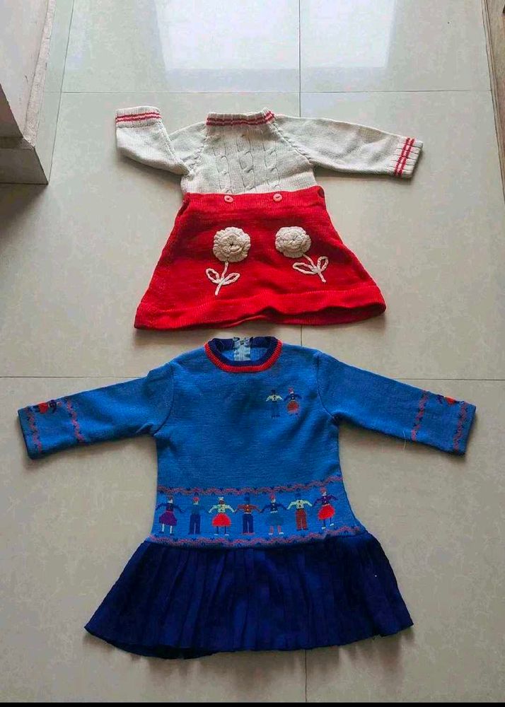 combo of 2 partywear winter wear wool frock