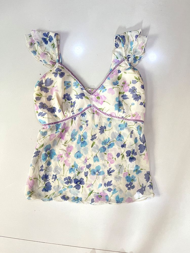 Floral Embroidered Summer Sheer Top