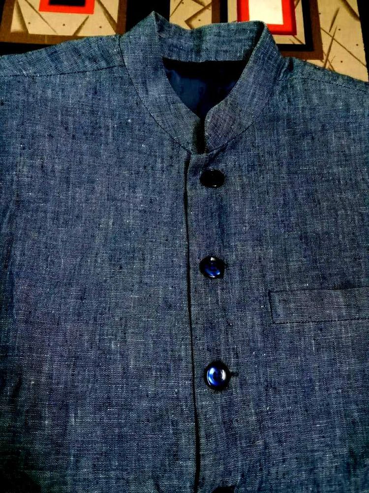 Blue Linen Blend Jacket