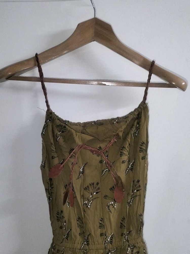 Olive Green Floral Dress