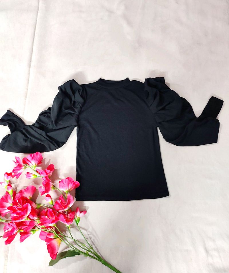 Black Pinteresty Ribbed Top