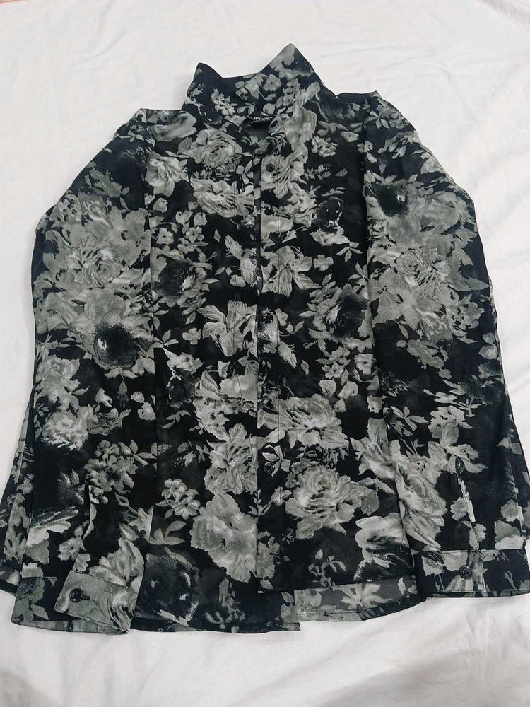 Floral Print Sheer Blouse