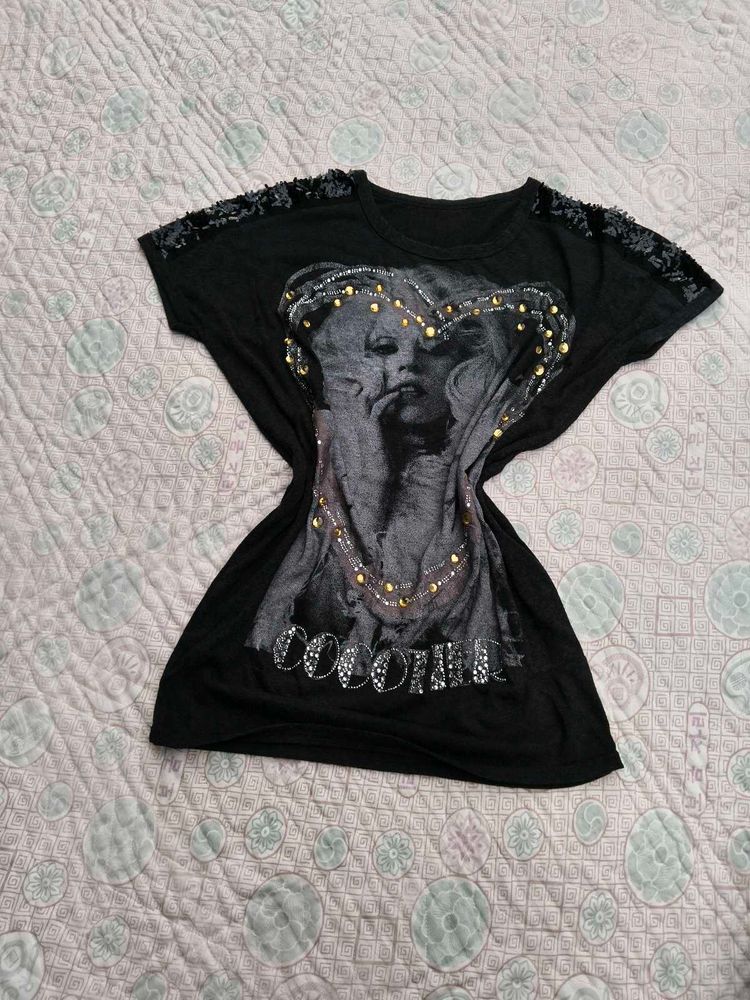 Y2k Black Graphic Tee
