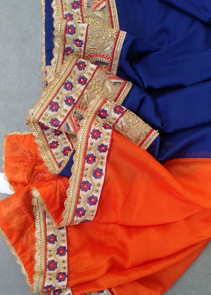 Orange Embroidered Sari