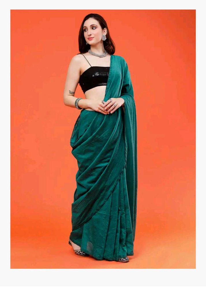 Solid Pure Khadi Cotton Saree With Tassels Attache