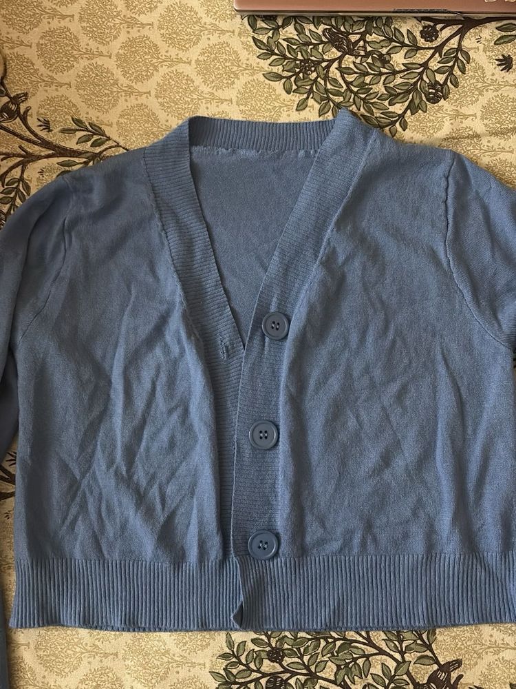Cute Blue Button-Down Cardigan
