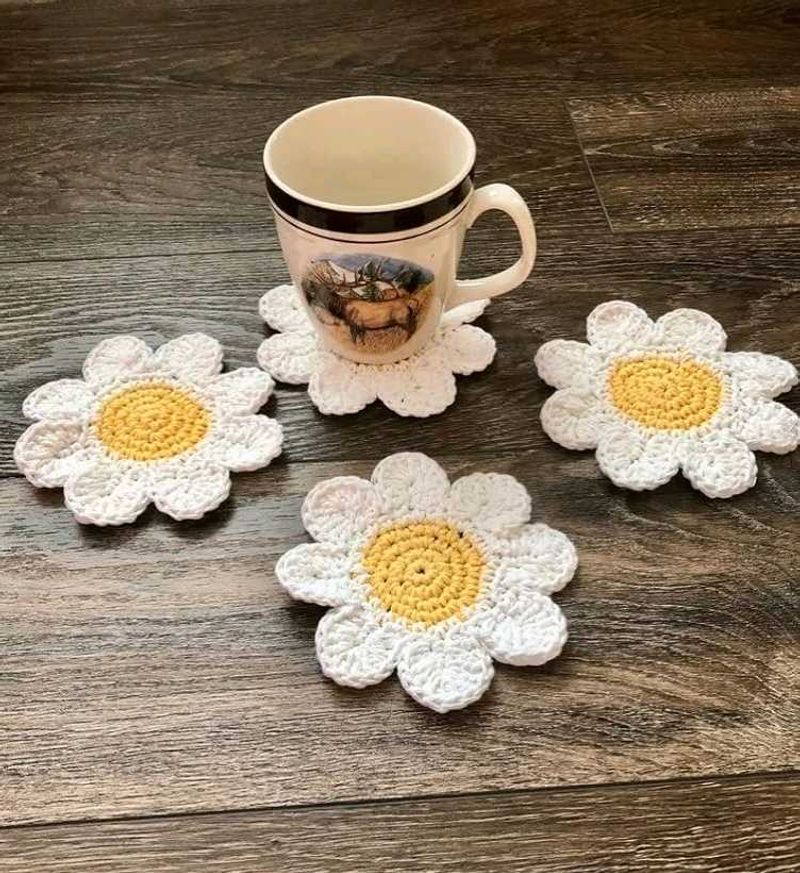 Daisy Crochet Coasters (Set of 4)