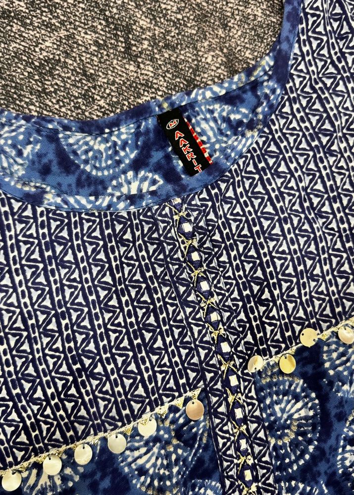 Ethnic Block Print Blue Suit