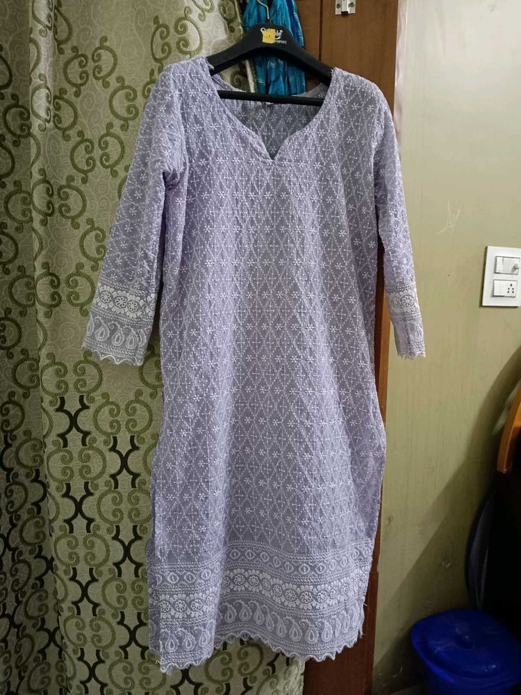 Lavender Embroidered Kurta