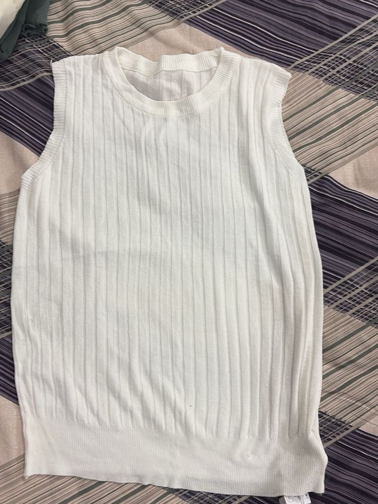 White Knit Tank Top