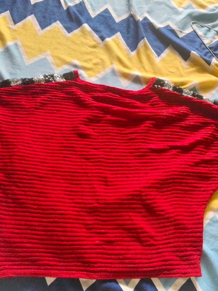 Red Ribbed Top