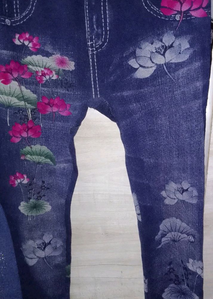 Floral Printed Jeggings For Girls And Woman&#39;s