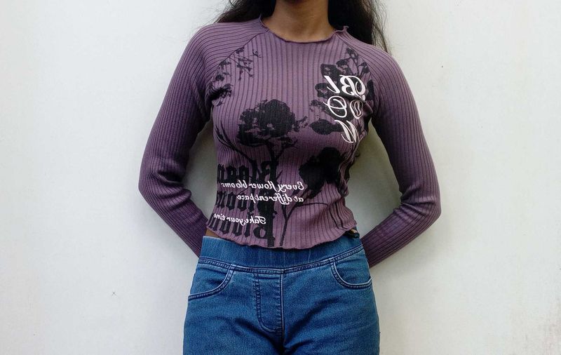 Purple Graphic Print Top