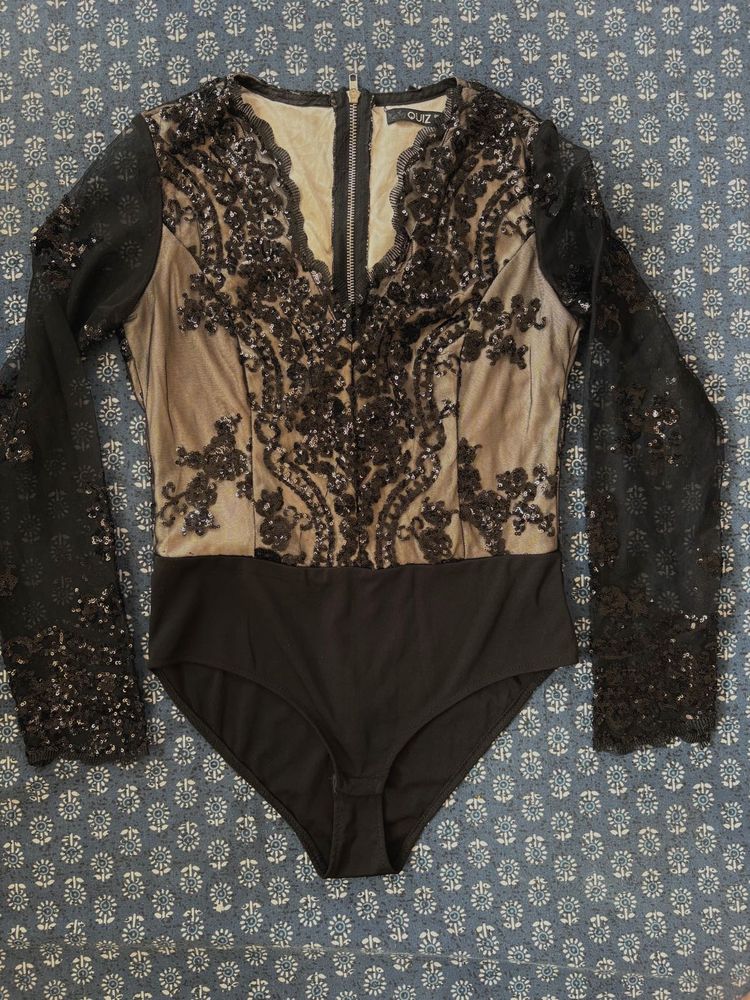 Elegant Black Lace Bodysuit
