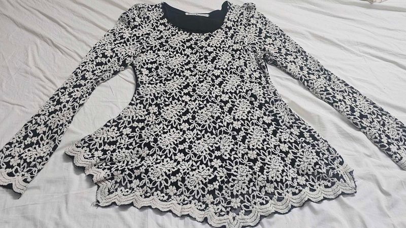 Retro Peplum Rockabilly Long Sleeve Crochet