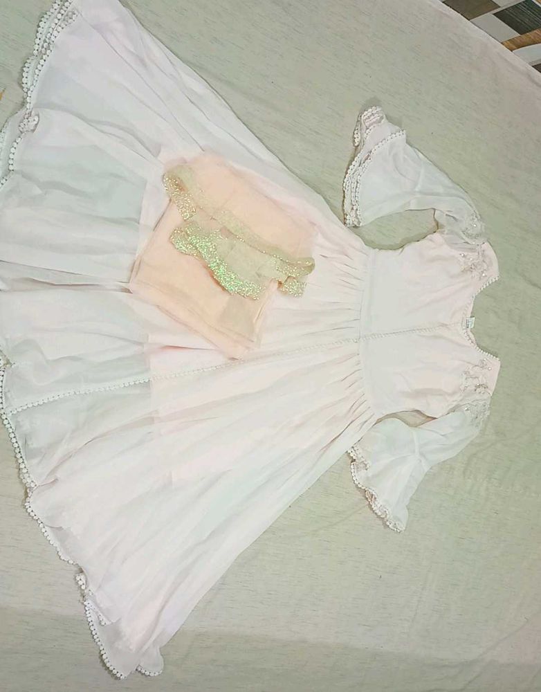 Peach Anarkali &amp; Dupatta