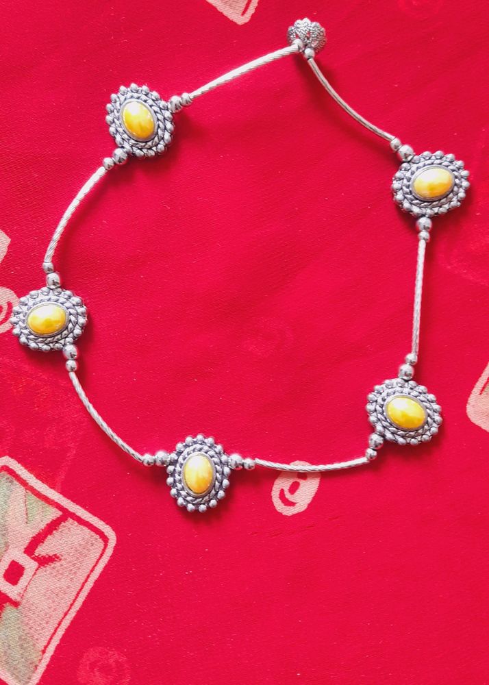 Yellow Stone Oxidized Anklet