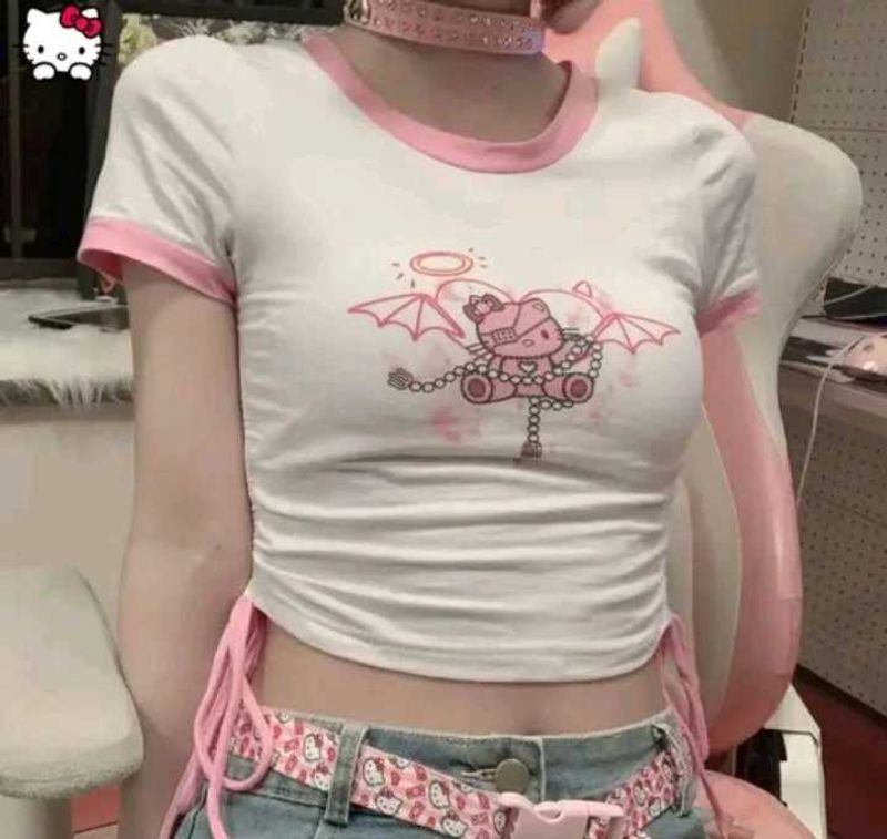 Cute Pink &amp; White Crop Top