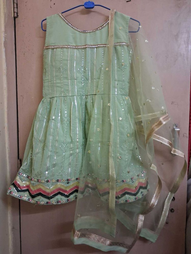 Mint Green Embellished Party Dress