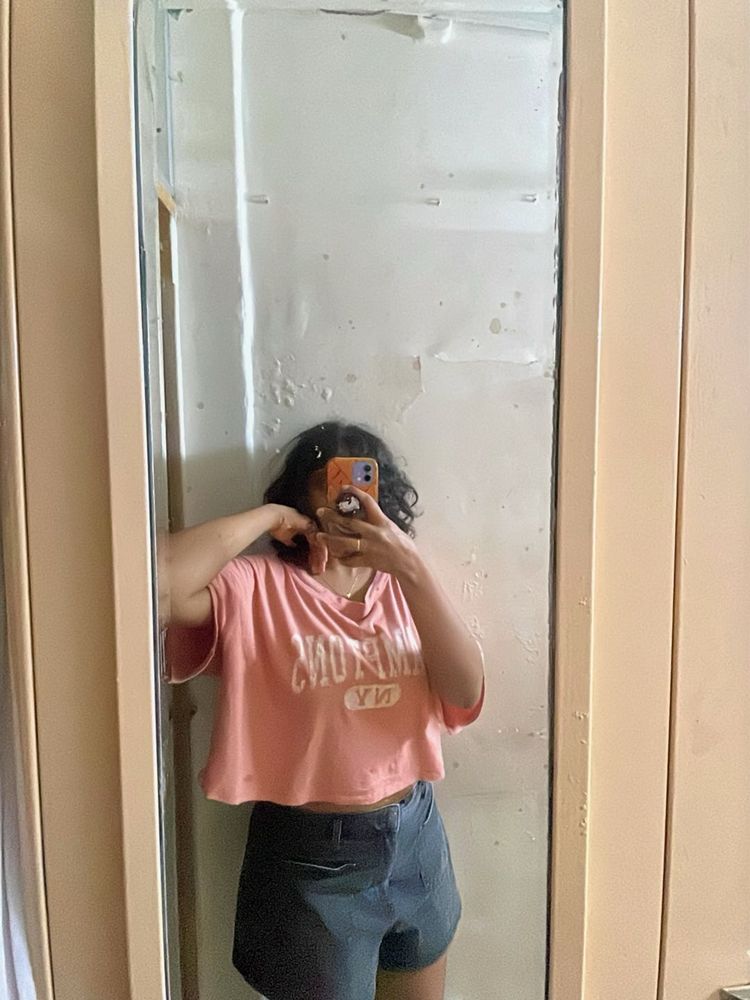 Boyfriend Oversized Pink Cropped Top